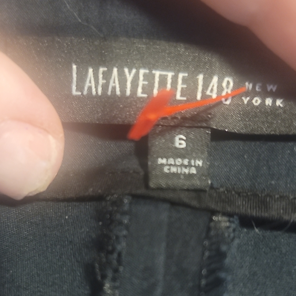 Lafayette 148 new york Black flat front cropped stretch trousers ankle pants 6 - Picture 2 of 4